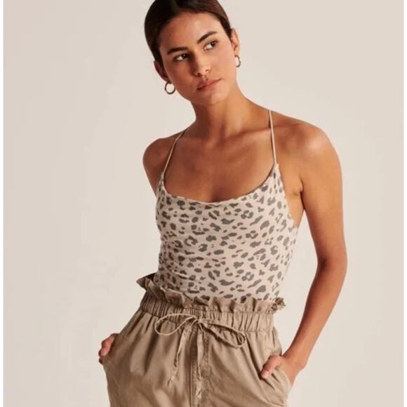 Abercrombie & Fitch Tops - Abercrombie & Fitch Animal Print Cowl Neck Bodysuit Size Medium